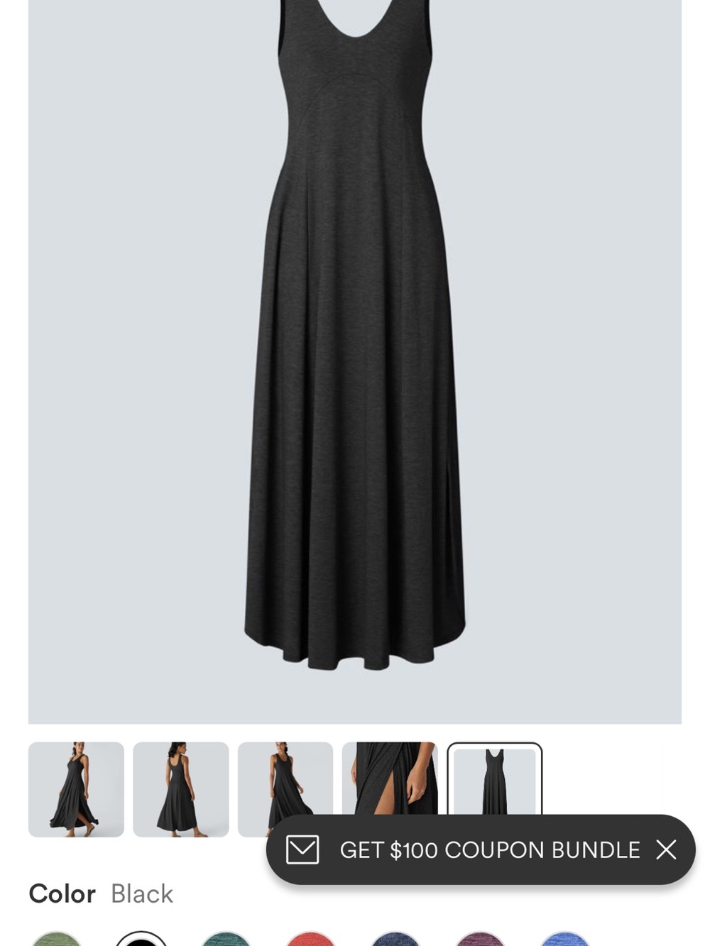 EUC Halara U Neck Flowy Casual Tank Dress in Black - Picture 5 of 9